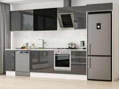 Alvinka 370X222 Cm High Gloss Mutfak Dolabı Mb-E80S40S50-3 High Gloss | Antrasit - Suntalam