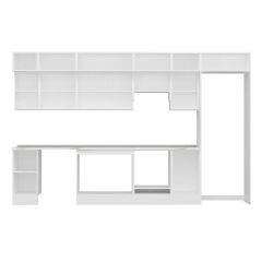 Alvinka 375X240 Cm Klasik Mebran Mutfak Dolabı Beyaz Beyaz Mb-E90S40S45-1 Mebran | Antrasit - Suntalam