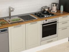 Alvinka 295X210 Cm Klasik Mebran Mutfak Dolabı Mb-E90B40S45-3 Mebran | Kumtaşı - Mdf