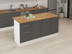 Alvinka 180 Cm Mbr_C Ada Mutfak Dolabı Beyaz Antrasit Mdf