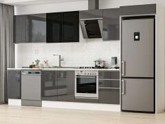 Alvinka 370X222 Cm High Gloss Mutfak Dolabı Mb-E80S40S50-3 High Gloss | Antrasit - Mdf