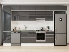 Alvinka 375X240 Cm High Gloss Mutfak Dolabı Mbb-E80B45S50-1 High Gloss | Antrasit - Mdf