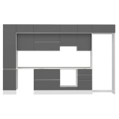 Alvinka 375X240 Cm High Gloss Mutfak Dolabı Mbb-E80B45S50-1 High Gloss | Antrasit - Mdf