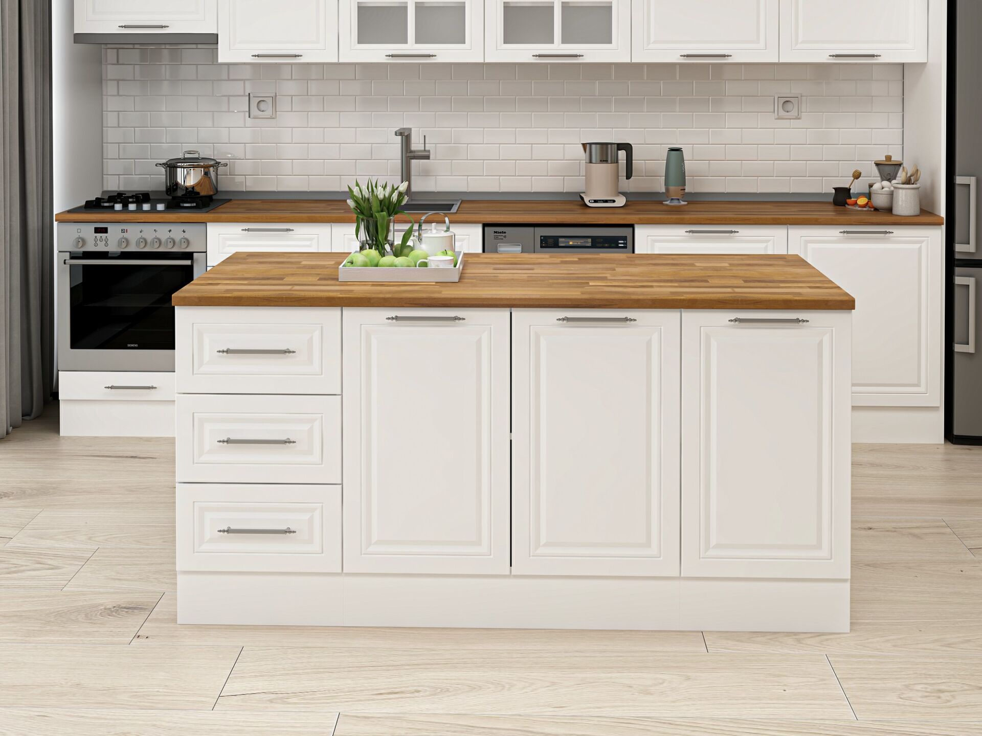 Alvinka 180 Cm Mbr_C Ada Mutfak Dolabı Beyaz Beyaz Suntalam