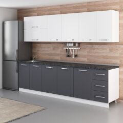 Minar 280 Cm Mutfak Dolabı Beyaz Antrasit 280-A1