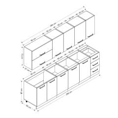 Minar 280 Cm Mutfak Dolabı Beyaz Antrasit 280-A1