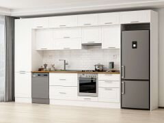 Alvinka 400X240 Cm Klasik Mebran Mutfak Dolabı Beyaz Beyaz Mbb-E80B60S60-1