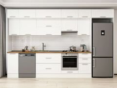 Alvinka 375X240 Cm Klasik Mebran Mutfak Dolabı Beyaz Beyaz Mb-E90S40S45-1 Mebran | Beyaz - Mdf