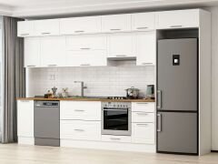 Alvinka 375X240 Cm Klasik Mebran Mutfak Dolabı Beyaz Beyaz Mb-E90S40S45-1 Mebran | Beyaz - Mdf