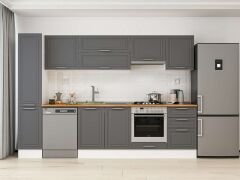 Alvinka 300X210 Cm Klasik Mebran Mutfak Dolabı Mb-E90B40S50-1 Mebran | Antrasit - Suntalam