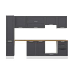 Alvinka 300X210 Cm Klasik Mebran Mutfak Dolabı Mb-E90B40S50-1 Mebran | Antrasit - Suntalam