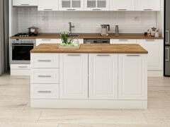 Alvinka 180 Cm Mbr_C Ada Mutfak Dolabı Beyaz Beyaz Mdf