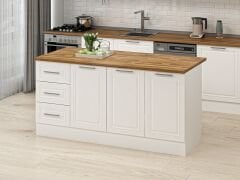 Alvinka 180 Cm Mbr_C Ada Mutfak Dolabı Beyaz Beyaz Mdf