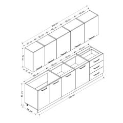 Minar 280 Cm Mutfak Dolabı Beyaz Antrasit 280-A2
