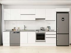 Alvinka 380X222 Cm High Gloss Mutfak Dolabı Mb-E80S40S60-1 High Gloss | Beyaz - Mdf