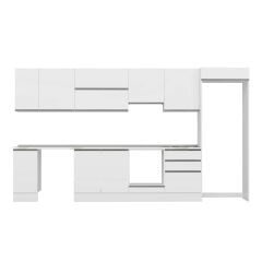 Alvinka 380X222 Cm High Gloss Mutfak Dolabı Mb-E80S40S60-1 High Gloss | Beyaz - Mdf