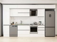 Alvinka 375X240 Cm High Gloss Mutfak Dolabı Mbb-E80B45S50-2 High Gloss | Beyaz - Mdf