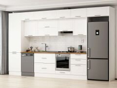 Alvinka 400X240 Cm Klasik Mebran Mutfak Dolabı Beyaz Beyaz Mbb-E80B60S60-2