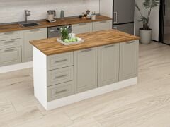 Alvinka 180 Cm Mbr_C Ada Mutfak Dolabı Beyaz Kumtaşı Suntalam