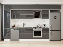 Alvinka 375X240 Cm High Gloss Mutfak Dolabı Mbb-E80B45S50-2 High Gloss | Antrasit - Suntalam