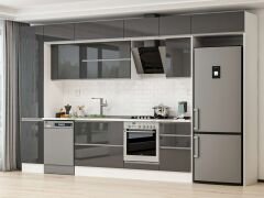 Alvinka 375X240 Cm High Gloss Mutfak Dolabı Mbb-E80B45S50-2 High Gloss | Antrasit - Suntalam