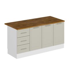 Alvinka 180 Cm Mbr_C Ada Mutfak Dolabı Beyaz Kumtaşı Mdf