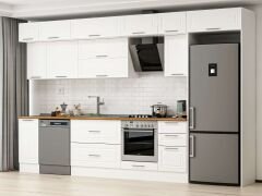 Alvinka 375X240 Cm Klasik Mebran Mutfak Dolabı Beyaz Beyaz Mb-E90S40S45-2 Mebran | Beyaz - Suntalam