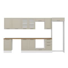 Alvinka 385X222 Cm Klasik Mebran Mutfak Dolabı Mb-E90S50S45-3 Mebran | Kumtaşı - Suntalam