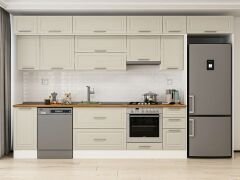 Alvinka 370X240 Cm Klasik Mebran Mutfak Dolabı Beyaz Beyaz Mb-E90S40S40-1