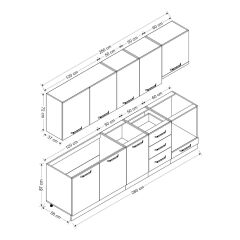 Minar 280 Cm Mutfak Dolabı Beyaz Antrasit 280-A5