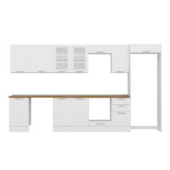 Alvinka 385X222 Cm Klasik Mebran Mutfak Dolabı Mb-E90S50S45-3 Mebran | Beyaz - Mdf