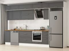 Alvinka 370X240 Cm Klasik Mebran Mutfak Dolabı Beyaz Beyaz Mb-E90S40S40-2