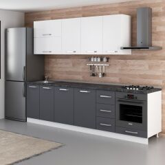 Minar 280 Cm Mutfak Dolabı Beyaz Antrasit 280-A6