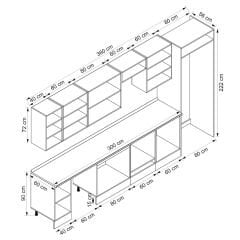 Alvinka 380X222 Cm High Gloss Mutfak Dolabı Mb-E80S40S60-2 High Gloss | Beyaz - Mdf