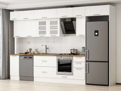 Alvinka 370X240 Cm Klasik Mebran Mutfak Dolabı Beyaz Beyaz Mb-E90S40S40-3