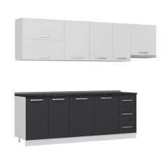 Minar 280 Cm Mutfak Dolabı Beyaz Antrasit 280-A7