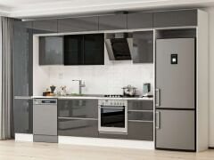 Alvinka 375X240 Cm High Gloss Mutfak Dolabı Mbb-E80B45S50-3 High Gloss | Antrasit - Suntalam