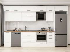 Alvinka 375X240 Cm Klasik Mebran Mutfak Dolabı Beyaz Beyaz Mb-E90S40S45-2 Mebran | Beyaz - Mdf