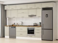 Alvinka 375X240 Cm Klasik Mebran Mutfak Dolabı Beyaz Beyaz Mb-E90S40S45-1