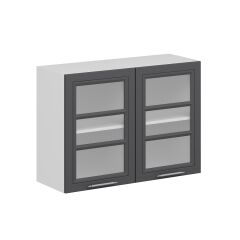 Alvinka Mutfak Modül Mbr_C Üst 2Dk1R 100-H72Cm Dolap Cam Beyaz Antrasit