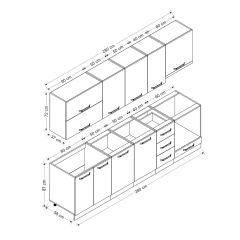 Minar 280 Cm Mutfak Dolabı Beyaz Antrasit 280-A8