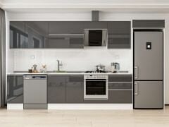 Alvinka 380X222 Cm High Gloss Mutfak Dolabı Mb-E80S40S60-2 High Gloss | Antrasit - Mdf