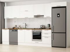 Alvinka 390X222 Cm Klasik Mebran Mutfak Dolabı Mb-E90S50S50-1 Mebran | Beyaz - Suntalam