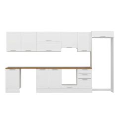 Alvinka 390X222 Cm Klasik Mebran Mutfak Dolabı Mb-E90S50S50-1 Mebran | Beyaz - Suntalam