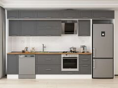 Alvinka 375X240 Cm Klasik Mebran Mutfak Dolabı Beyaz Beyaz Mb-E90S40S45-2 Mebran | Antrasit - Mdf