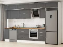 Alvinka 375X240 Cm Klasik Mebran Mutfak Dolabı Beyaz Beyaz Mb-E90S40S45-2 Mebran | Antrasit - Mdf