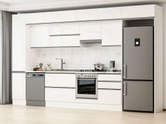 Alvinka 385X240 Cm High Gloss Mutfak Dolabı Mbb-E80B45S60-1 High Gloss | Beyaz - Suntalam