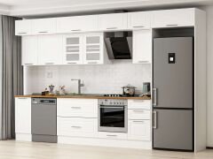Alvinka 375X240 Cm Klasik Mebran Mutfak Dolabı Beyaz Beyaz Mb-E90S40S45-3