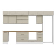 Alvinka 375X240 Cm Klasik Mebran Mutfak Dolabı Beyaz Beyaz Mb-E90S40S45-2 Mebran | Kumtaşı - Mdf