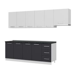 Minar 280 Cm Mutfak Dolabı Beyaz Antrasit 280-A10